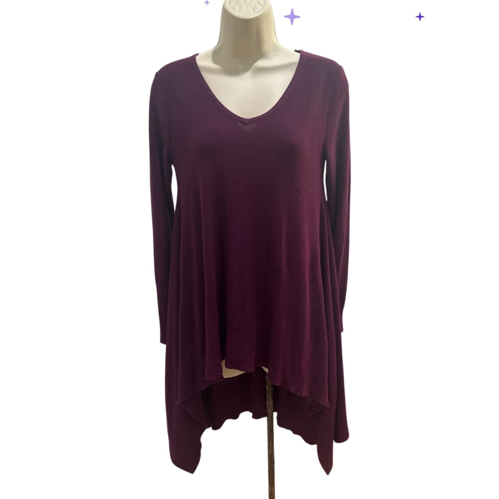 Cupio Women's‎ Pullover Knit Mini Dress Flare Long Sleeve Maroon Size Small